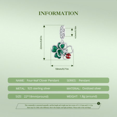 Pandantiv argint cu trifoi cu 4 foi si gargarita [10]