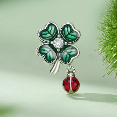 Pandantiv argint cu trifoi cu 4 foi si gargarita [2]