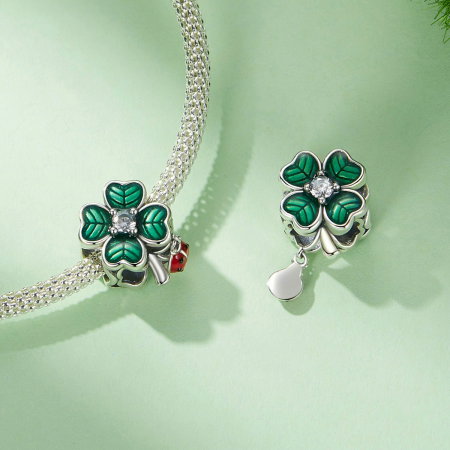 Pandantiv argint cu trifoi cu 4 foi si gargarita [4]