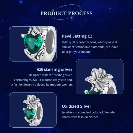 Pandantiv argint cu zirconiu inimioara si crin [7]