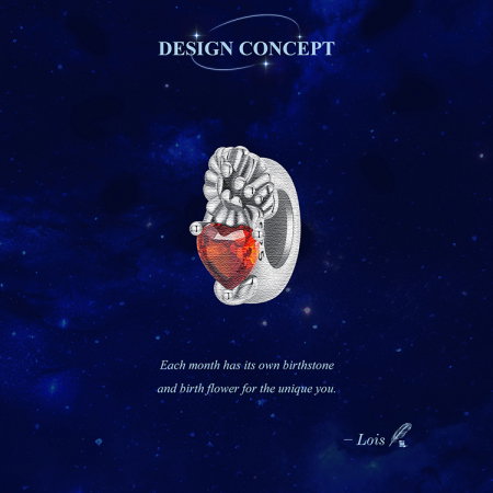 Pandantiv argint cu zirconiu inimioara si garoafa [13]