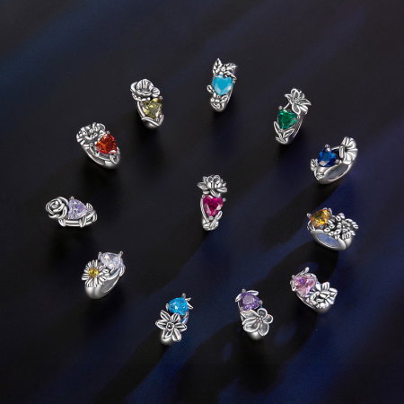 Pandantiv argint cu zirconiu inimioara si garoafa [11]