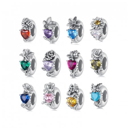 Pandantiv argint cu zirconiu inimioara si garoafa [12]