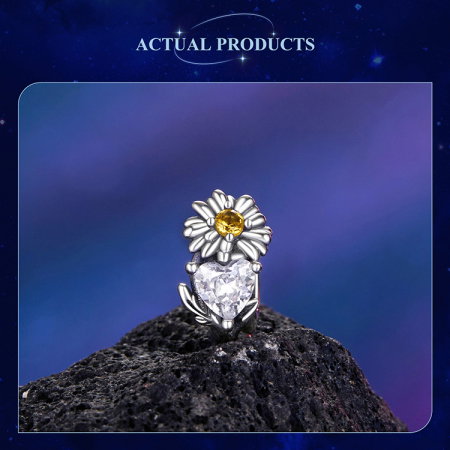 Pandantiv argint cu zirconiu inimioara si margareta [9]