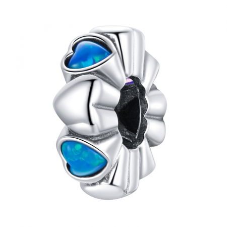 Pandantiv argint distantier cu inimioare din opal