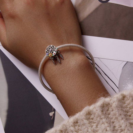 Pandantiv argint Dream Catcher cu flori colorate [4]