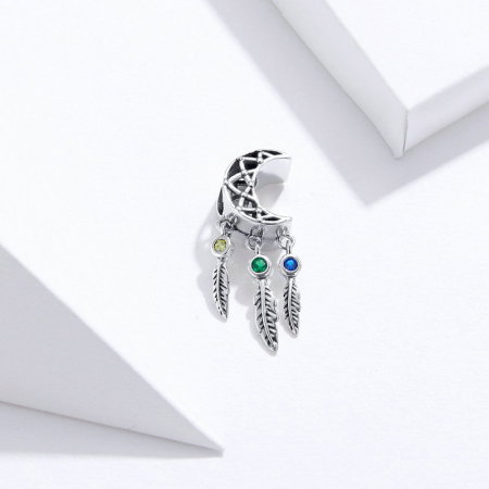 Pandantiv argint Dream Catcher cu luna si pene [1]