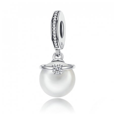 Pandantiv argint elegant cu perla si cristal