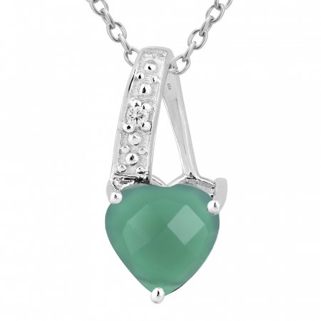 Pandantiv argint elegant cu inima de agata verde - PVA0015 [0]