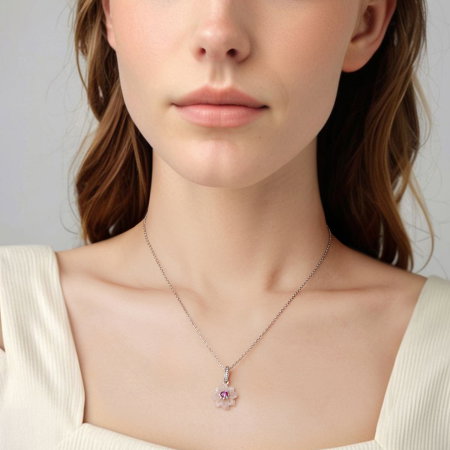 Pandantiv argint floare cu Zirconia [3]