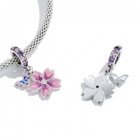 Pandantiv argint floare si fluture [2]