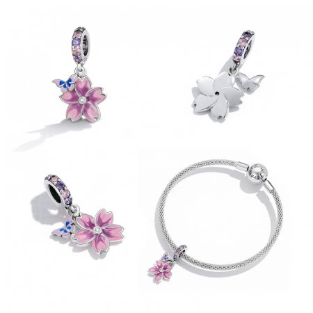 Pandantiv argint floare si fluture [5]