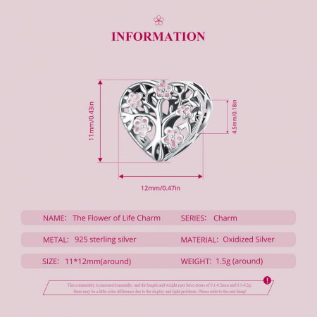 Pandantiv argint inimioara cu floarea vietii [9]