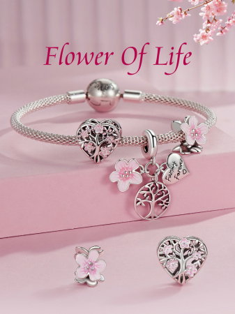 Pandantiv argint inimioara cu floarea vietii [12]