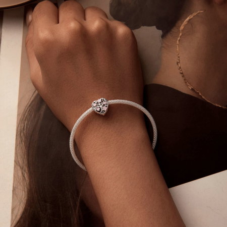 Pandantiv argint inimioara cu floarea vietii [1]