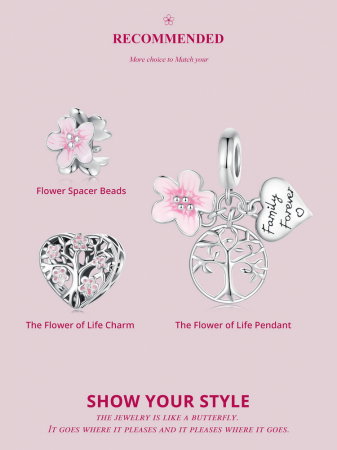 Pandantiv argint inimioara cu floarea vietii [14]