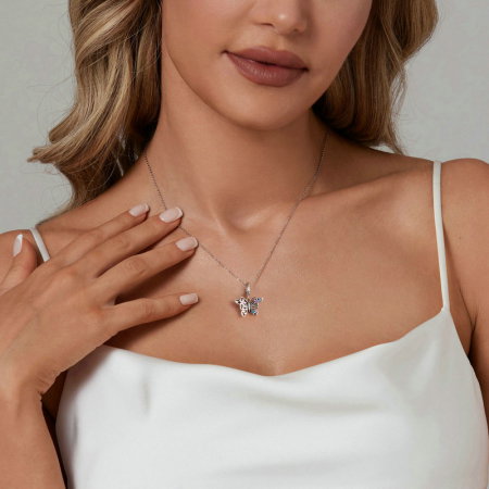 Pandantiv argint fluture si flori [1]