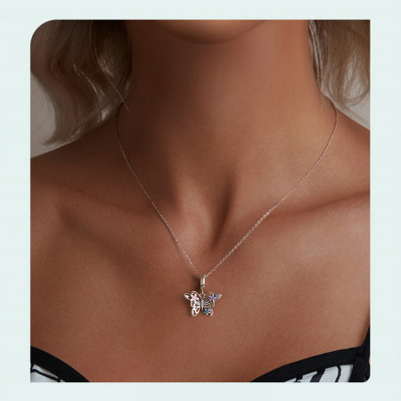 Pandantiv argint fluture si flori [11]