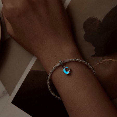 Pandantiv argint fosforescent cu luna si pisicuta [7]