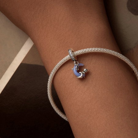 Pandantiv argint fosforescent cu luna si pisicuta [3]