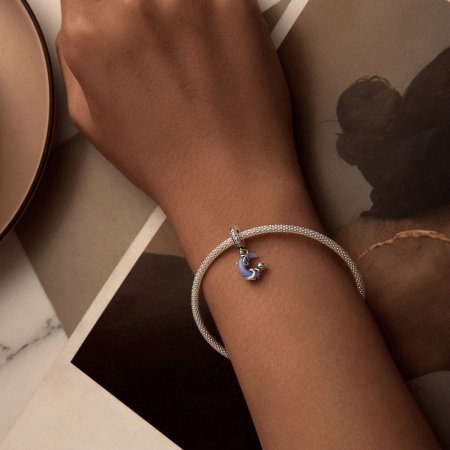 Pandantiv argint fosforescent cu luna si pisicuta [1]