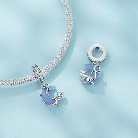 Pandantiv argint fosforescent cu luna si pisicuta [6]