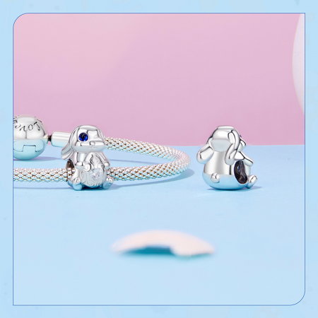 Pandantiv argint iepuras cu ou de Paste [15]