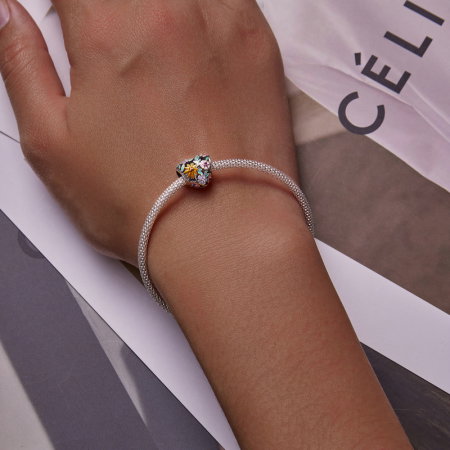 Pandantiv argint inima cu flori colorate [4]