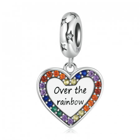 Pandantiv argint inima si curcubeu