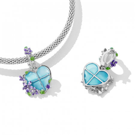 Pandantiv argint inima si flori [3]