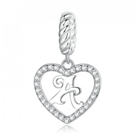 Pandantiv argint inima si litera A
