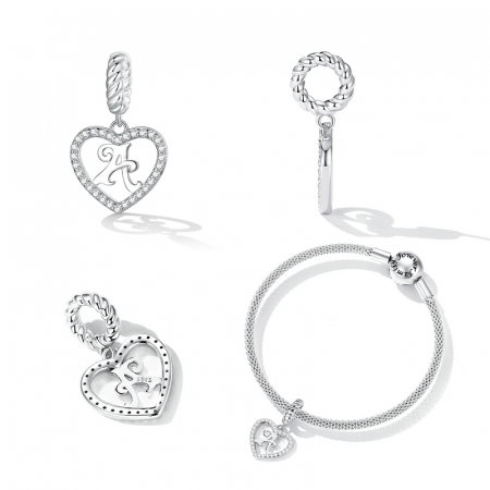 Pandantiv argint inima si litera A [5]