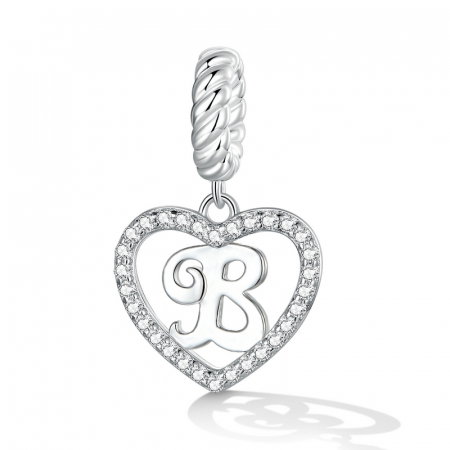 Pandantiv argint inima si litera B [1]