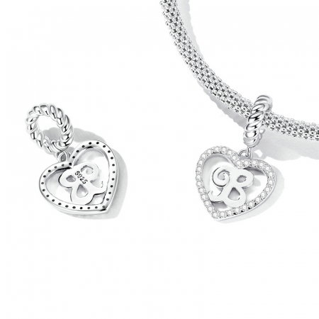 Pandantiv argint inima si litera B [2]