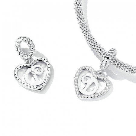 Pandantiv argint inima si litera D [2]