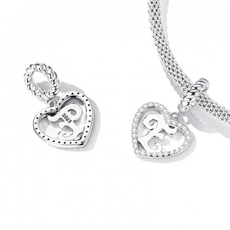 Pandantiv argint inima si litera E [2]