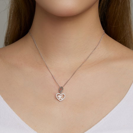 Pandantiv argint inima si litera M [3]