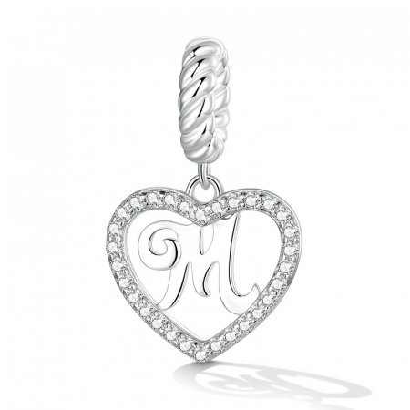 Pandantiv argint inima si litera M [1]