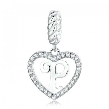 Pandantiv argint inima si litera P
