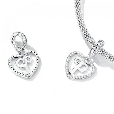 Pandantiv argint inima si litera P [2]