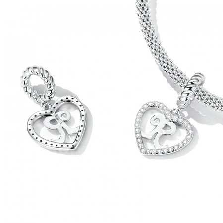 Pandantiv argint inima si litera R [2]