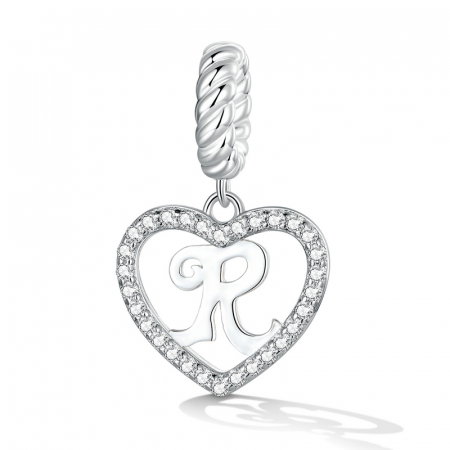 Pandantiv argint inima si litera R [1]