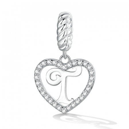 Pandantiv argint inima si litera T [1]