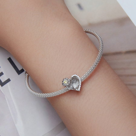 Pandantiv argint inimioara cu floare April [5]