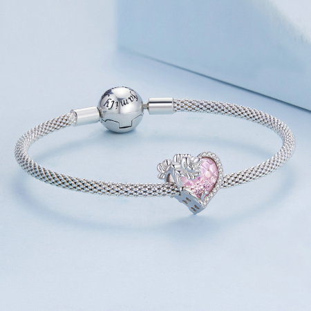 Pandantiv argint inimioara cu floare October hope [3]