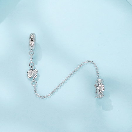 Pandantiv argint lant de siguranta floare cu Zirconia [1]