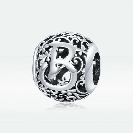 Pandantiv argint litera B floral [4]