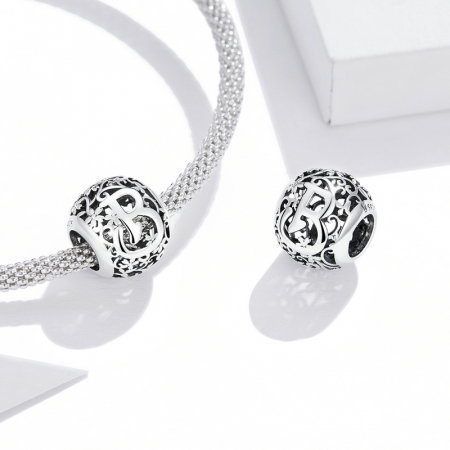 Pandantiv argint litera B floral [3]