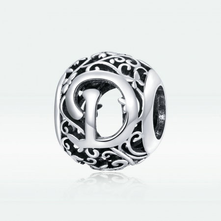 Pandantiv argint litera D floral [4]