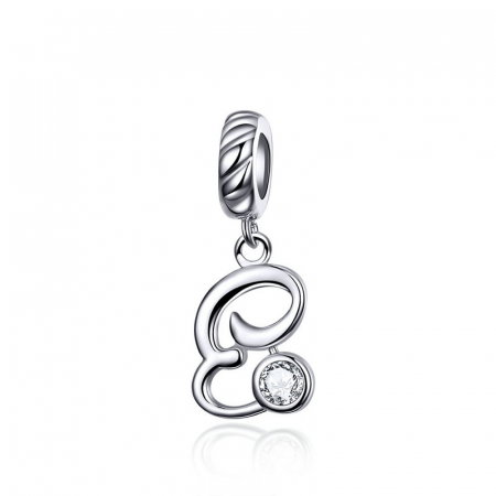 Pandantiv argint litera E cu zirconiu